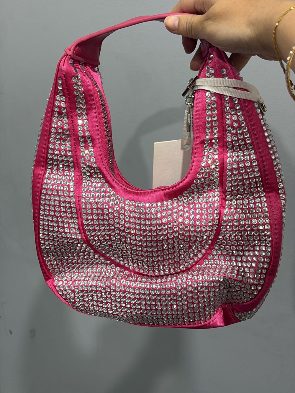 Pink Crystal-Embellished Women’s Hobo Bag